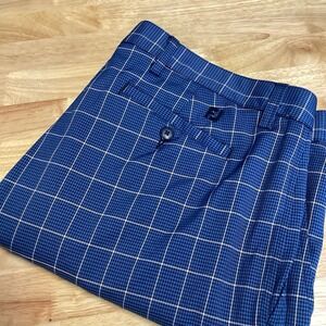 FootJoy FJ Blue Black White Houndstooth Check Polyester Spandex Golf Pants 40x32